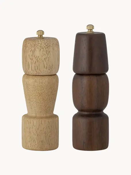 Zout- en pepermolen Sabri van hout, set van 2, Acaciahout, rubberhout, Acaciahout, rubberhout, Ø 6 x H 18 cm