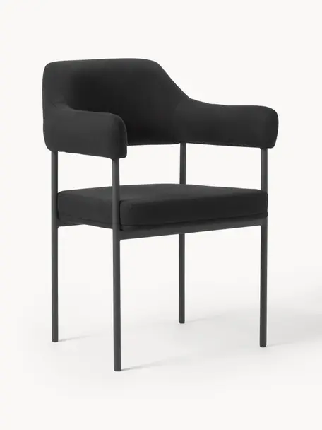 Čalúnená stolička s opierkami Zoe, Čierna, Š 56 x H 62 cm