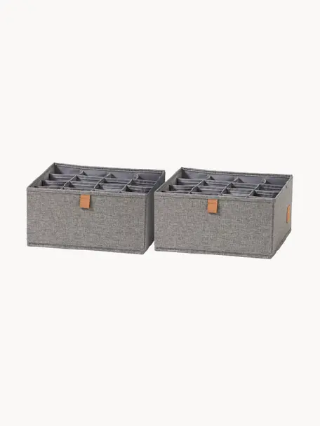 Úložné škatuľky Premium, 2 ks, Tmavosivá, hnedá, Š 30 x H 30 cm
