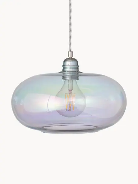 Lampa wisząca ze szkła dmuchanego Horizon, Stelaż: metal powlekany, Opalizujący, odcienie srebrnego, Ø 21 x W 14 cm