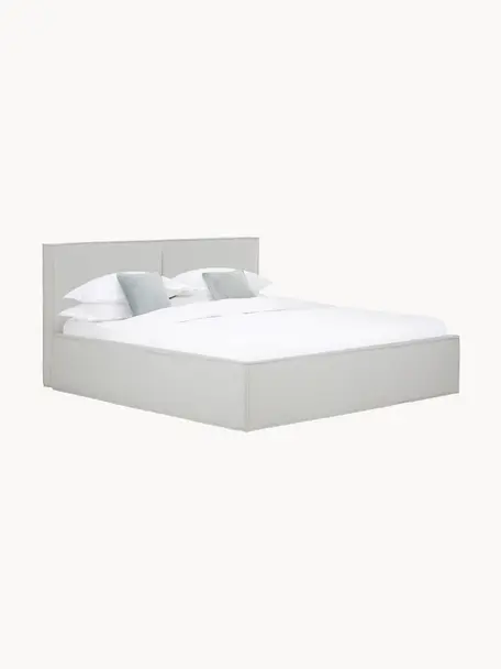 Gestoffeerd bed Dream met opbergruimte, Bekleding: polyester (gestructureerd, Frame: massief grenenhout, FSC-g, Geweven stof lichtgrijs, B 140 x L 200 cm