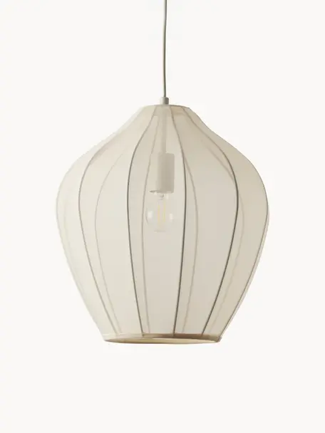 Hanglamp Beau van netstof, Lampenkap: textiel, Baldakijn: gepoedercoat metaal, Lichtbeige, Ø 40 x H 42 cm