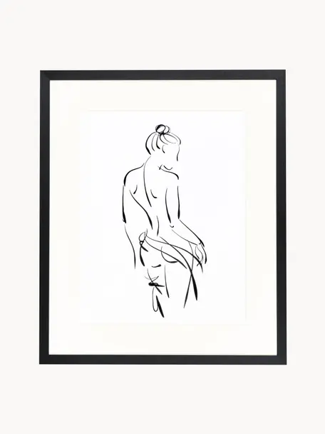 Impression numérique encadrée Naked Woman, Noir, blanc, larg. 53 x haut. 63 cm