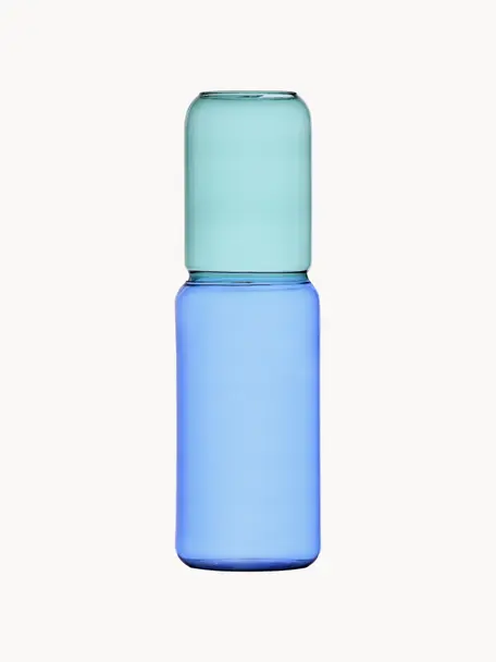 Ručně vyrobená váza Revolve, V 35 cm, Borosilikátové sklo, Světle modrá, tyrkysová, Ø 20 cm