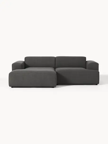 Ecksofa Melva (3-Sitzer), Bezug: 100 % Polyester Der strap, Gestell: Massives Kiefern- und Fic, Füße: Kunststoff Dieses Produkt, Webstoff Anthrazit, B 238 x T 143 cm, Eckteil links