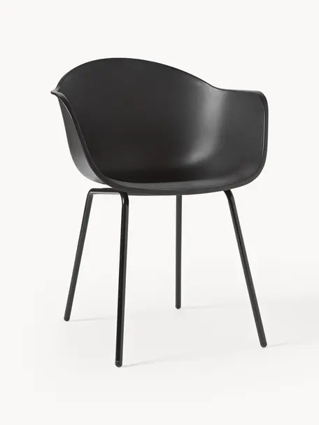 In- & Outdoor Stuhl Claire, Sitzschale: 65% Kunststoff, 35% Fiber, Beine: Metall, pulverbeschichtet, Schwarz, B 60 x T 54 cm