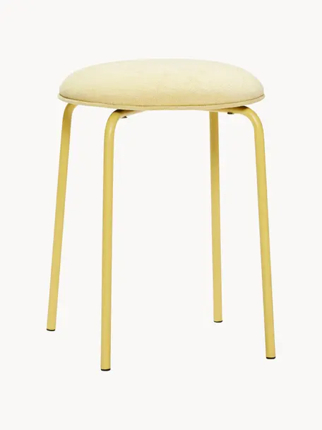 Tabouret Stack, Tissu jaune pâle, Ø 35 x haut. 43 cm