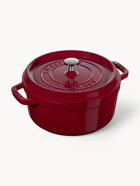 Casseruola rotonda in ghisa La Cocotte, Ghisa smaltata, Rosso vino, argentato, Ø 24 x Alt. 15 cm