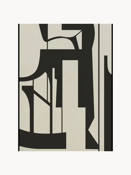 Ingelijste digitale print Silhouette, Afbeelding: karton, Frame: gecoat staal, Lichtbeige, zwart, B 30 x H 43 cm