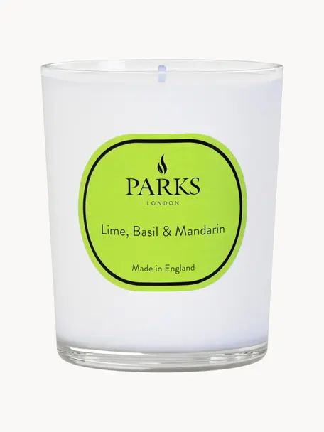 Vela perfumada Aromatherapy (lima, albahaca y mandarina), Recipiente: cristal, Transparente, blanco, verde, Ø 8 x Al 9 cm