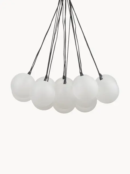 Cluster-Pendelleuchte Lyna aus Glas, Baldachin: Metall, pulverbeschichtet, Semi-Transparent, Schwarz, Ø 55 x H 110 cm