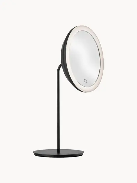 Miroir grossissant de salle de bain avec éclairage à piles Maguna, Noir, larg. 18 x haut. 34 cm