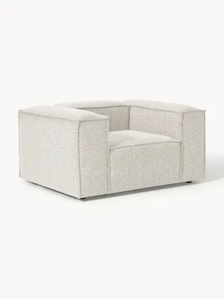 Sillón en tejido bouclé Lennon, Tapizado: tejido bouclé (100% polié, Estructura: madera contrachapada de p, Patas: plástico Este producto es, Bouclé Off White, An 130 x F 101 cm