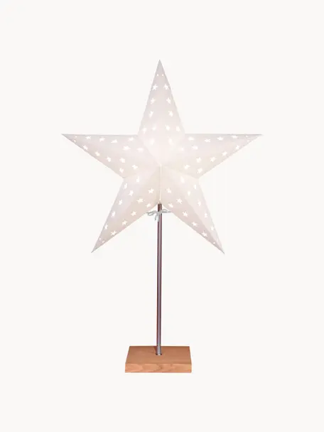 Dekoracja świetlna z wtyczką Star, Biały, jasne drewno naturalne, S 43 x W 65 cm