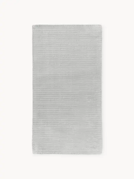 Tappeto soffice a pelo lungo fatto a mano con motivo in rilievo Wes, 100% poliestere, certificato GRS, Grigio chiaro, Larg. 80 x Lung. 150 cm (taglia XS)