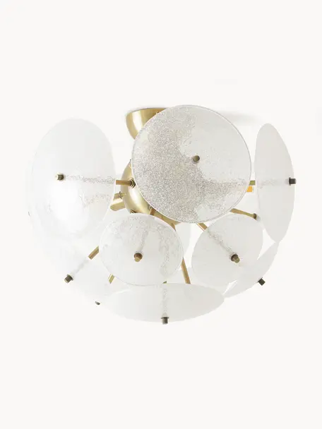 Lampada da soffitto in vetro Mireille, Paralume: vetro, Struttura: metallo, Semirasparente, dorato, Ø 40 x Alt. 36 cm