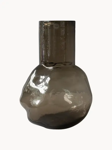 Glas-Vase Bunch, H 30 cm, Glas, Greige, semi-transparent, Ø 20 x H 30 cm