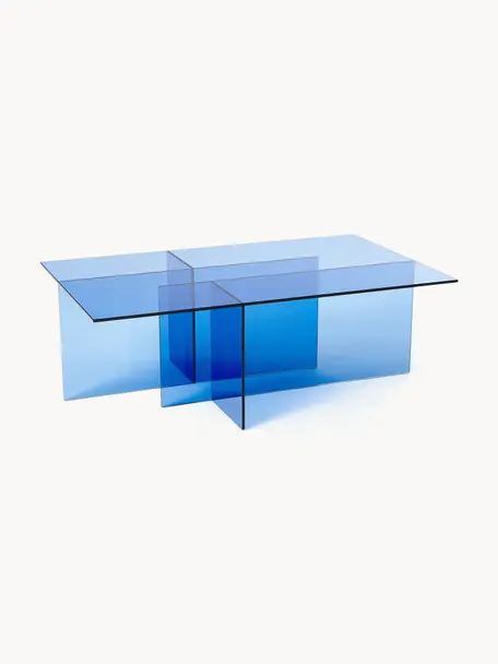 Mesa de centro de vidrio Anouk, Vidrio, Azul transparente, An 102 x Al 35 cm