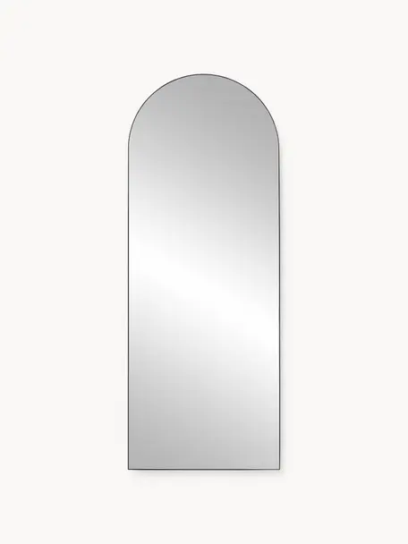 Specchio grande a figura intera Francis, Cornice: metallo rivestito, Retro: pannello di fibra a media, Superficie dello specchio: lastra di vetro, Nero, Larg. 65 x Alt. 170 cm