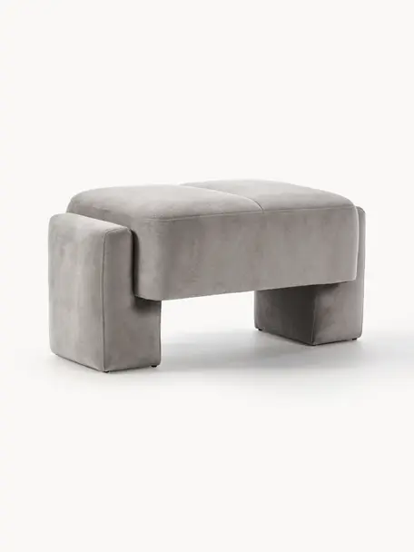 Sofa-Hocker Bobi, Bezug: 88 % Polyester, 12 % Nylo, Gestell: Massives Kiefernholz, Webstoff Grau, B 90 x T 55 cm