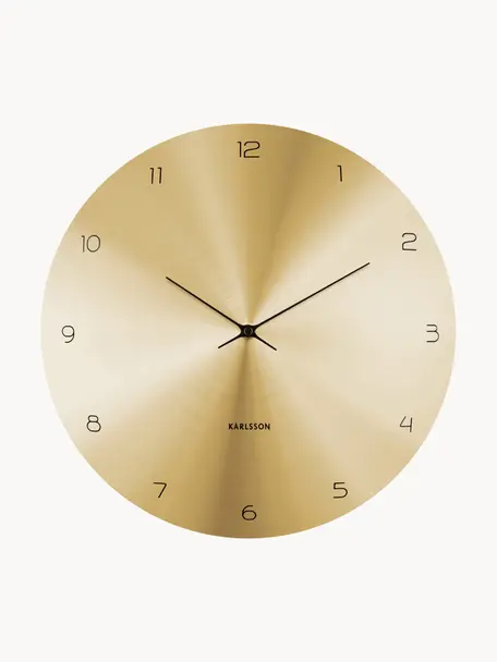 Reloj de pared Dome, Metal recubierto, Dorado, Ø 40 x F 5 cm