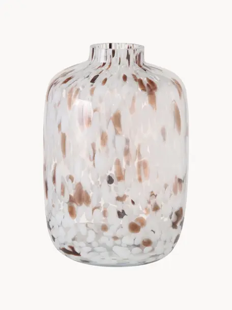 Große Glas-Vase Lulea, H 26 cm, Glas, Weiß, Brauntöne, Ø 18 x H 26 cm