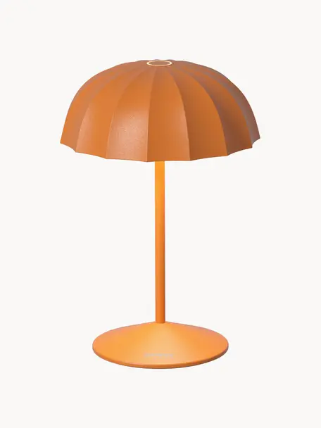 Kleine mobiele LED outdoor tafellamp Ombrellino, dimbaar, Lamp: gecoat aluminium, Oranje, Ø 16 x H 23 cm