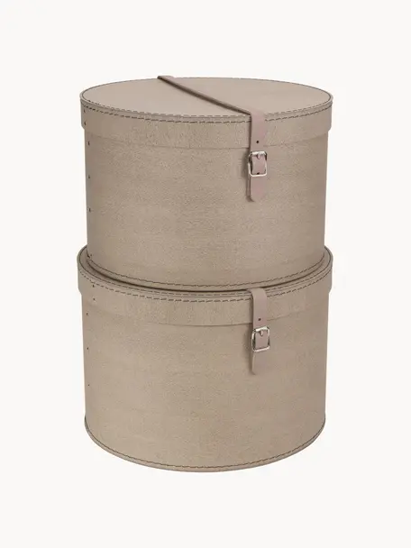 Boîtes de rangement rondes Rut, 2 élém., Beige, Lot de différentes tailles