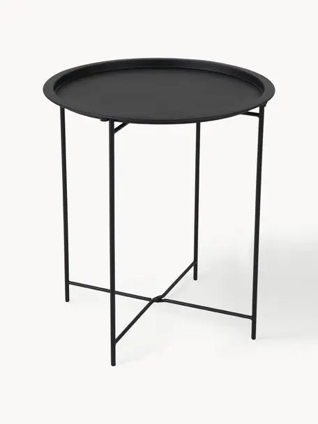 Table ronde en métal Sangro, Métal, enduit, Noir, Ø 46 x haut. 52 cm