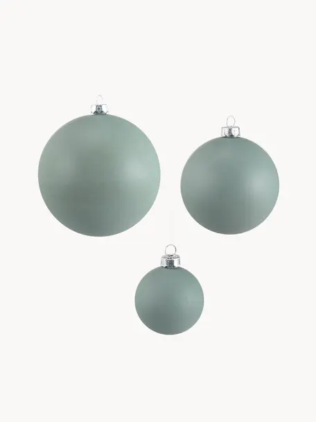 Boules de Noël Ammos, 12 élém., Plastique, Vert sauge, Lot de différentes tailles