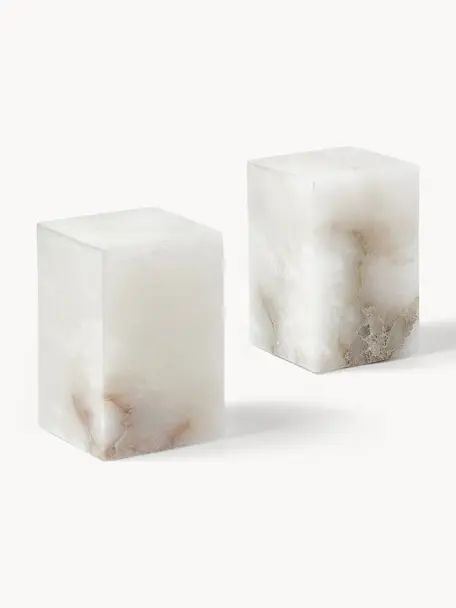 Marmor-Buchstützen Nell, 2 Stück, Stein, Beige, marmoriert, B 10 x H 16 cm