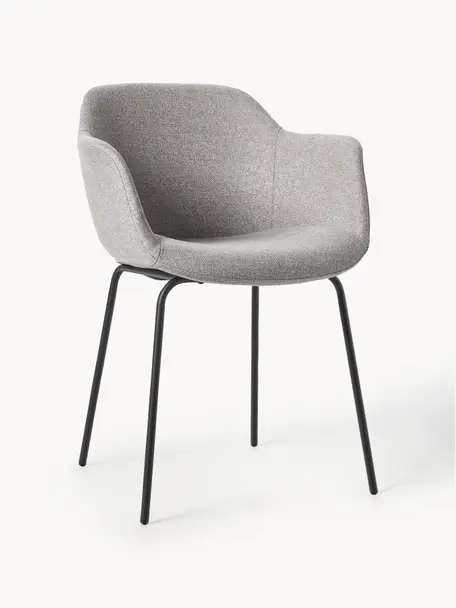 Chaise rembourrée avec assise étroite Fiji, Tissu gris clair, larg. 58 x prof. 56 cm