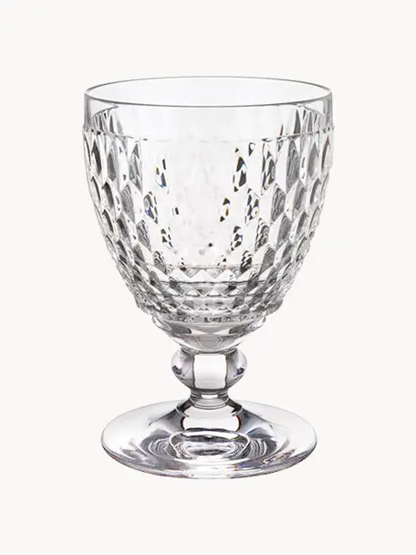Vasos de cristal con relieve Boston, 4 uds., Cristal, Transparente, Ø 10 x Al 14 cm, 350 ml