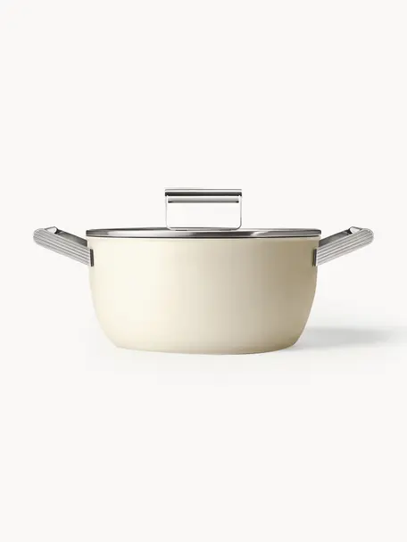 Cocotte avec couvercle et revêtement antiadhésif 50's Style, Blanc cassé, Ø 24 x haut. 18 cm, 4,6 L