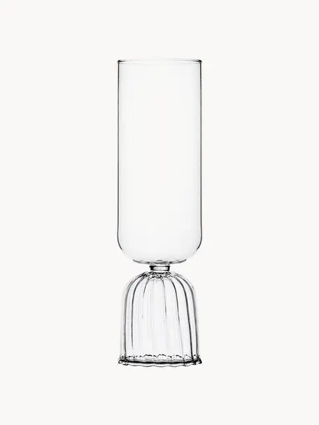 Handgefertigte Sektgläser Tutu, 2 Stück, Borosilikatglas, Transparent, Ø 6 x H 20 cm, 250 ml