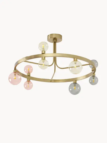 Plafonnier Aglaia, Doré, rose, gris, Ø 86 x haut. 50 cm