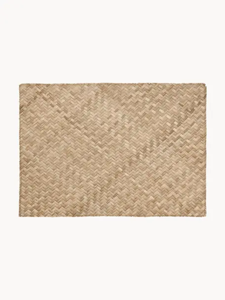 Rechteckige Tischsets Herringbone aus Seegras, 2 Stück, 100 % Seegras, Beige, B 33 x L 48 cm