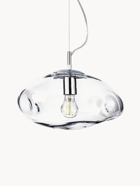 Hanglamp Amora, Lampenkap: glas, Transparant, zilverkleurig, B 35 x H 20 cm