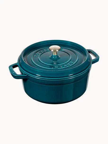 Ronde braadpan La Cocotte uit gietijzer, Geëmailleerd gietijzer, Petrol, glanzend, Ø 24 cm x H 15 cm, 3,8 L