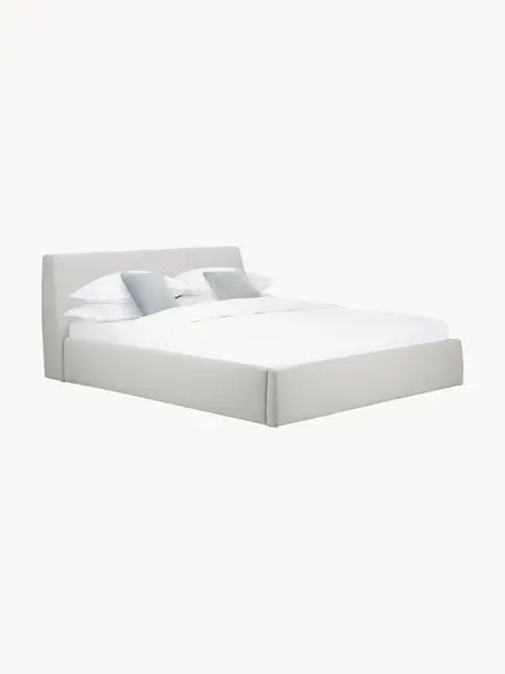 Cama tapizada Cloud, Tapizado: tejido finamente texturiz, Estructura: madera maciza de pino y m, Tejido gris claro, An 140 x L 200 cm