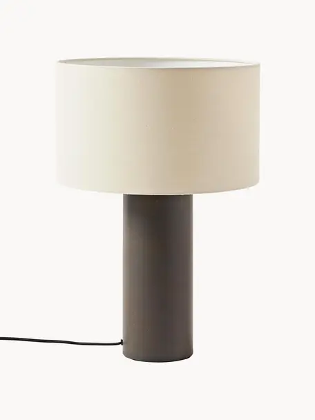 Lampe à poser Delano, Brun foncé, beige, Ø 35 cm, haut. 50 cm