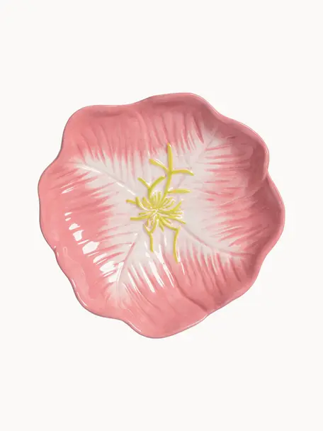 Schaal Flower in de vorm van een sleutelbloem, Keramiek, geglazuurd, Roze, sleutelbloemvorm, Ø 18 x H 4 cm