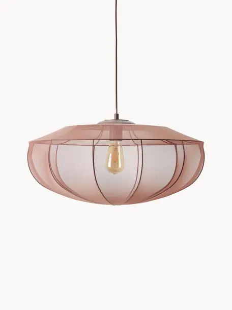 Lampa wisząca z siateczki Beau, Stelaż: metal malowany proszkowo, Nugatowy, Ø 60 x W 29 cm