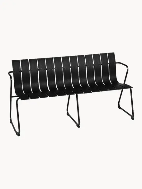 Handgefertigte Garten-Sitzbank Ocean, Gestell: Recycelter Stahl, beschic, Schwarz, B 157 x T 58 cm