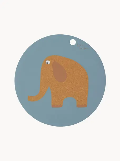 Tischset Elephant, Silikon, Graublau, Hellbraun, Ø 39 cm