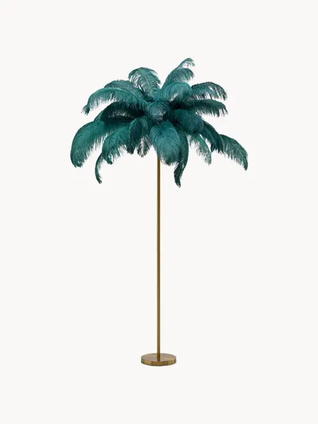 Lampa podłogowa Feather Palm, Odcienie złotego, zielony, W 165 cm