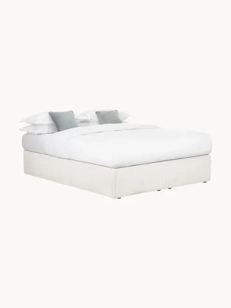 Boxspringbett Enya, Matratze: 5-Zonen-Taschenfederkern, Füße: Kunststoff Dieses Produkt, Webstoff Greige, B 140 x L 200 cm, Härtegrad H3