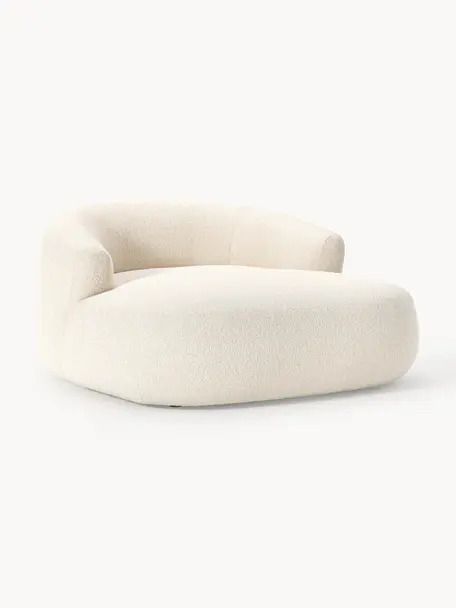 Sillón lounge grande en tejido bouclé Sofia, Tapizado: tejido bouclé (100% polié, Estructura: madera de abeto, tablero , Patas: plástico Este producto es, Bouclé blanco Off White, An 145 x F 144 cm