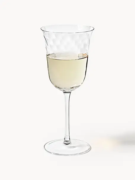 Ručne fúkaný pohár na víno Swirl, 4 ks, Sklo, Priehľadná, Ø 9 x V 23 cm, 360 ml