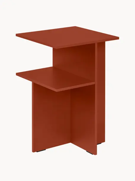 Table de chevet Atik, MDF, mélamine, Rouge rouille, larg. 36 x haut. 57 cm